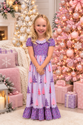 Nova's Girls' Purple Christmas Tree Lounge Gown