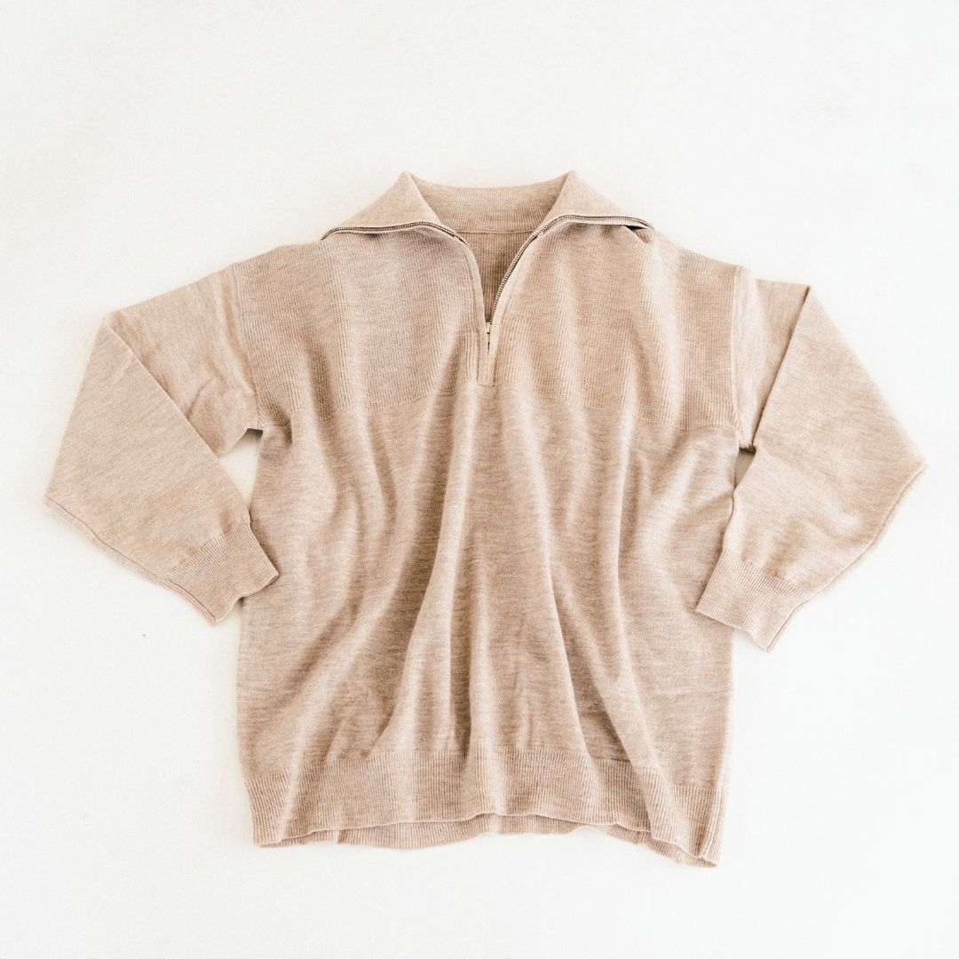 Nova's Sandstone Cozy Quarter-Zip Sweater – Women