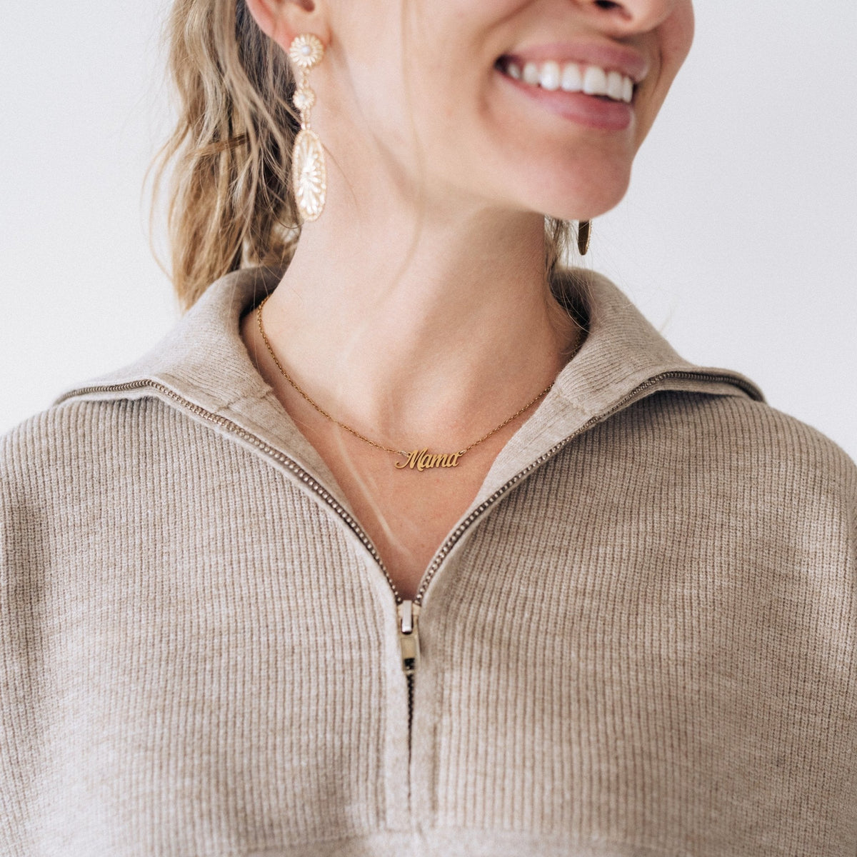 Nova's Sandstone Cozy Quarter-Zip Sweater – Women