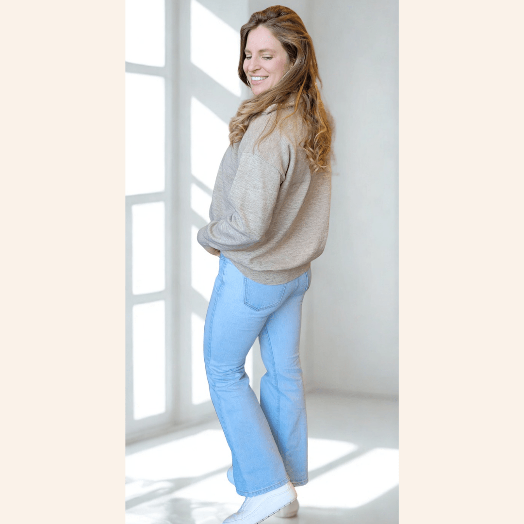 Nova's Sandstone Cozy Quarter-Zip Sweater – Women