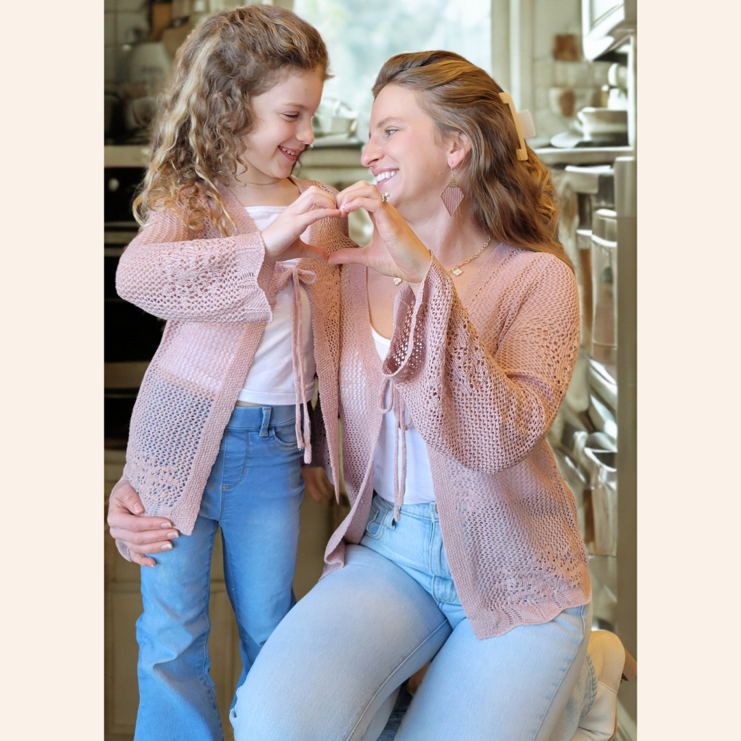 Nova's Blush Bloom Crochet Bell-Sleeve Cardigan – Women