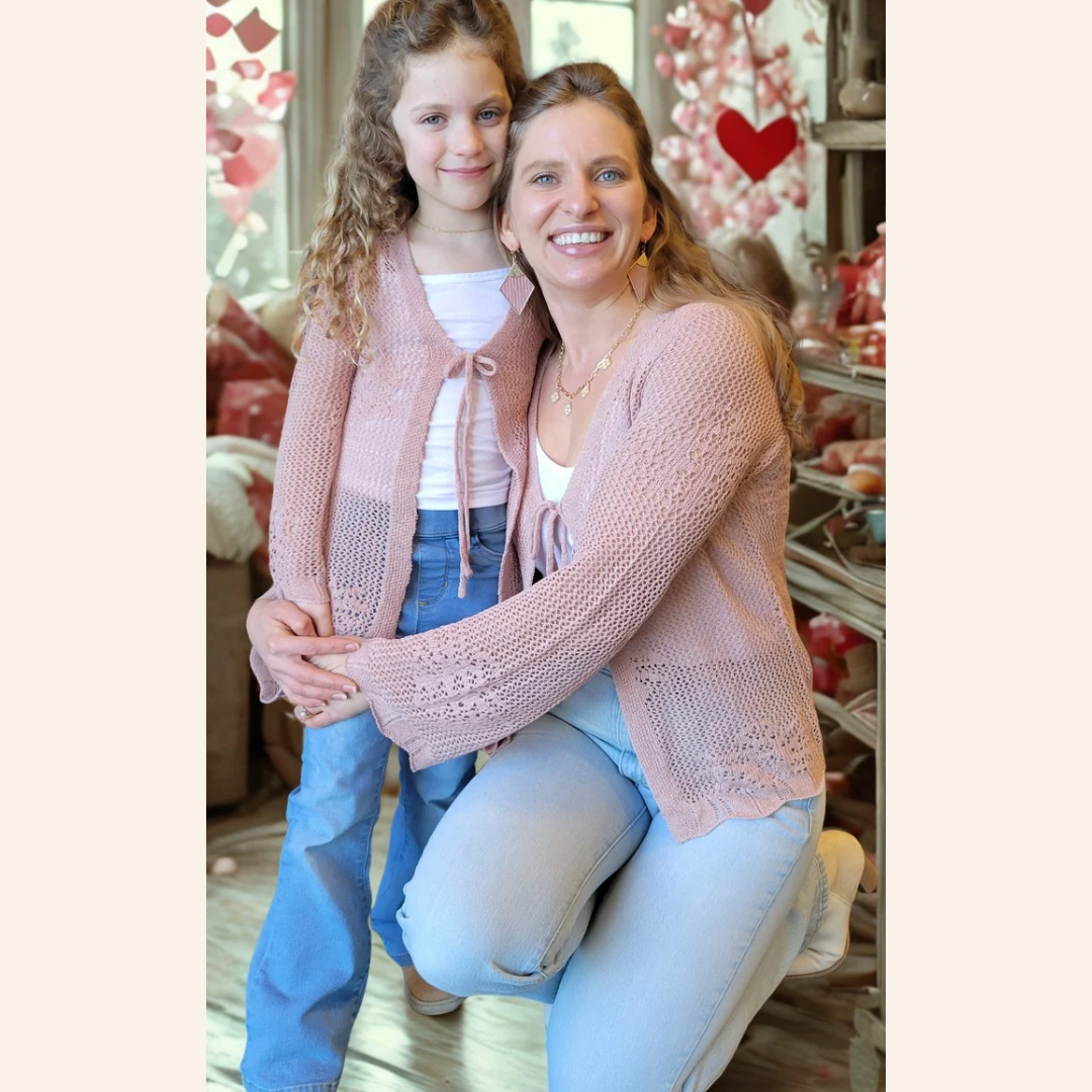 Nova's Blush Bloom Crochet Bell-Sleeve Cardigan – Women