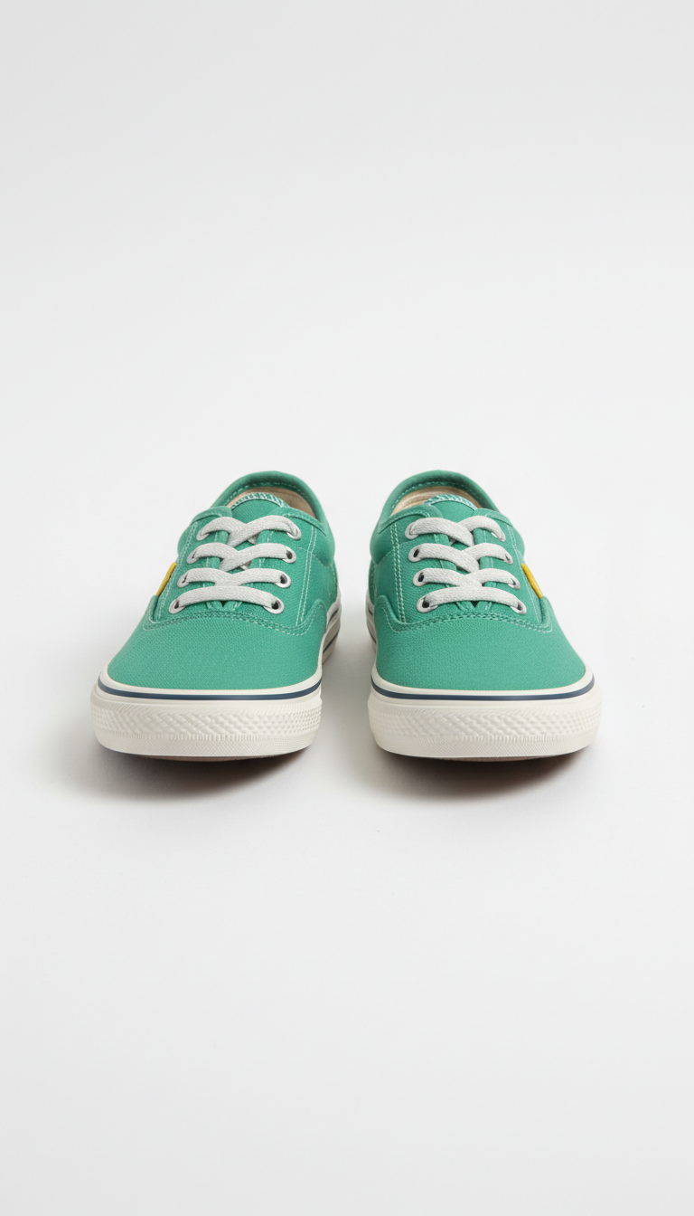 Jade Green Canvas Kids Sneakers