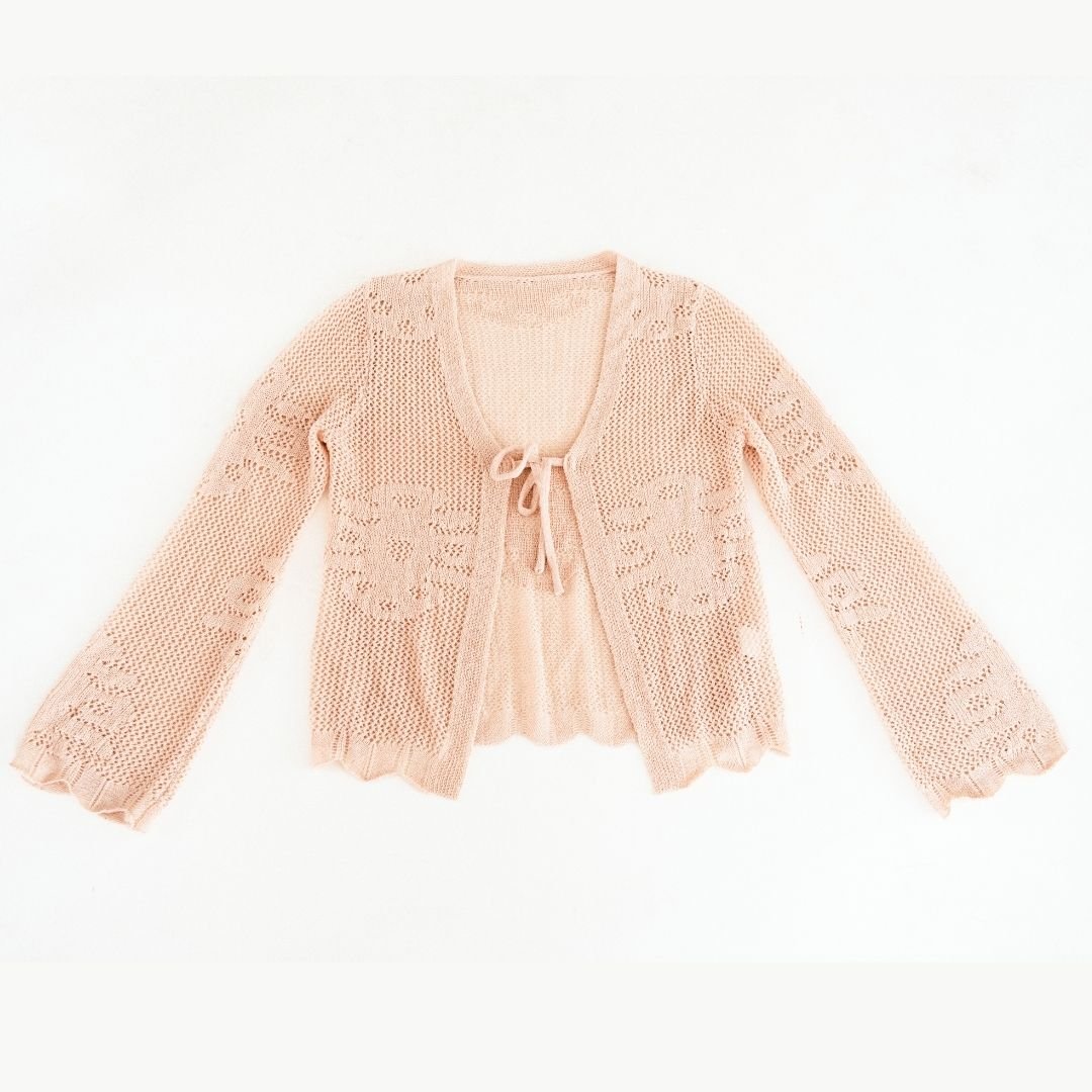 Nova's Blush Bloom Crochet Bell-Sleeve Cardigan – Infant