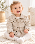 Nova's Rustic Edge Khaki Distressed Denim Jacket – Infant