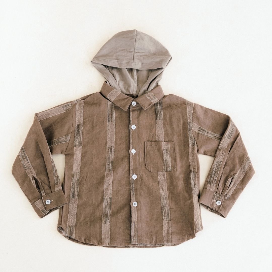 Nova's Rustic Charm Hooded Embroidered Shirt – Child
