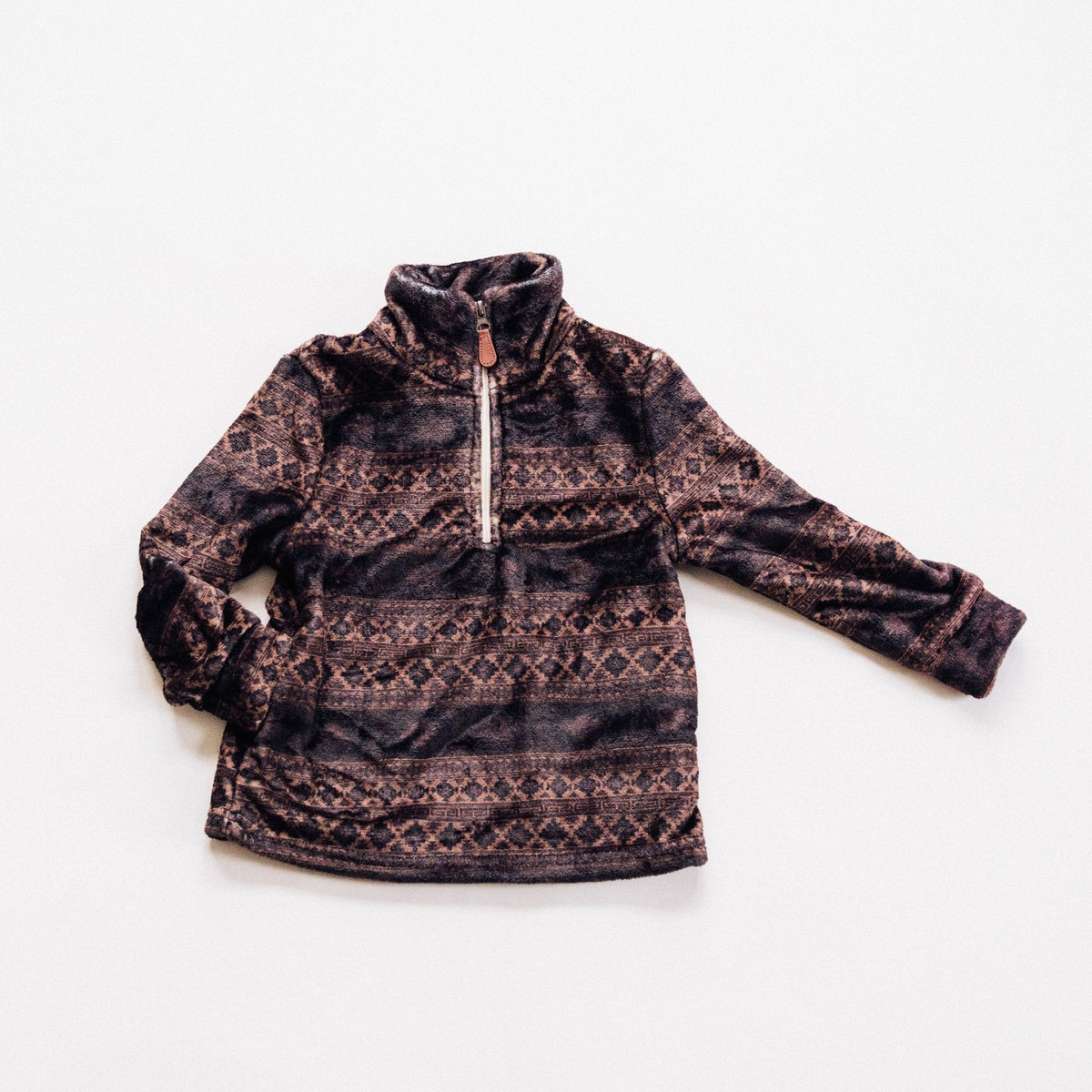Aztec Printed Sherpa 1/4 Zip Pullover- Child