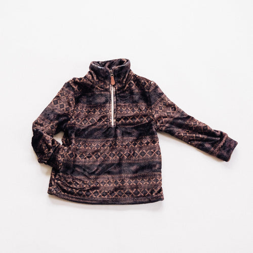 Aztec Printed Sherpa 1/4 Zip Pullover- Child