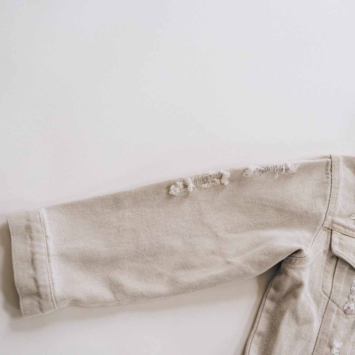 Nova's Rustic Edge Khaki Distressed Denim Jacket – Infant