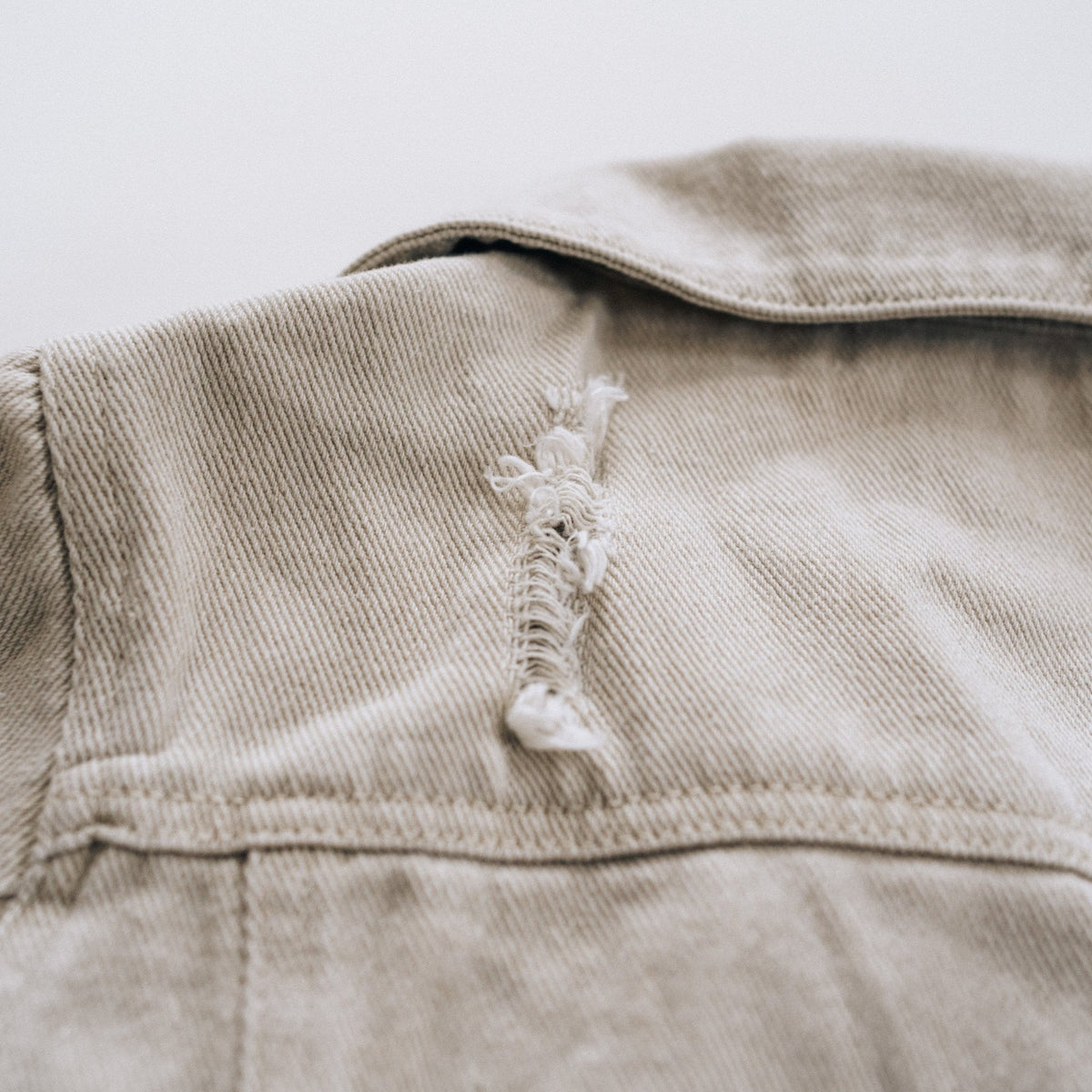 Nova's Rustic Edge Khaki Distressed Denim Jacket – Child