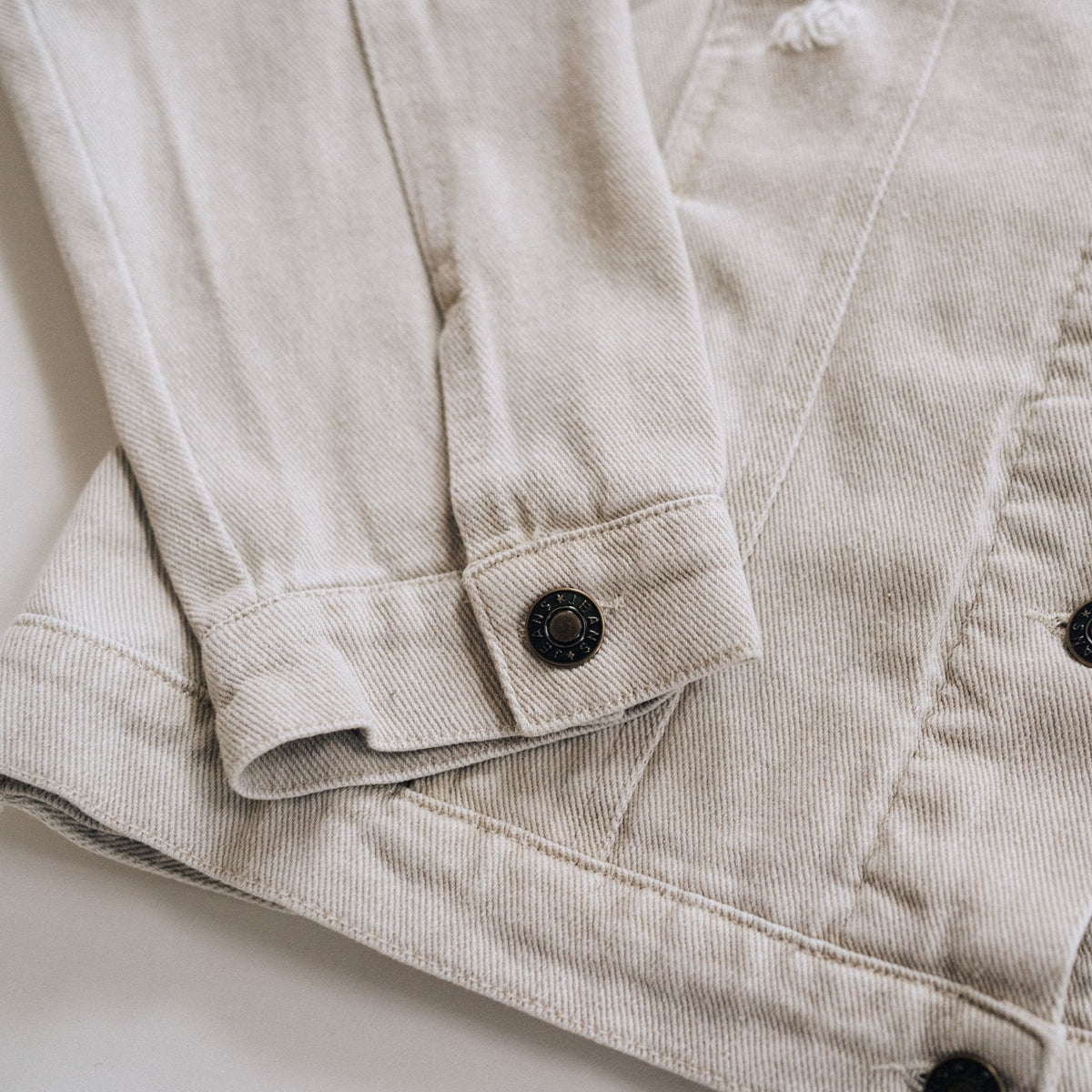 Nova's Rustic Edge Khaki Distressed Denim Jacket – Women