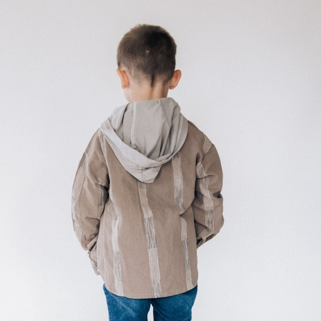 Nova's Rustic Charm Hooded Embroidered Shirt – Child