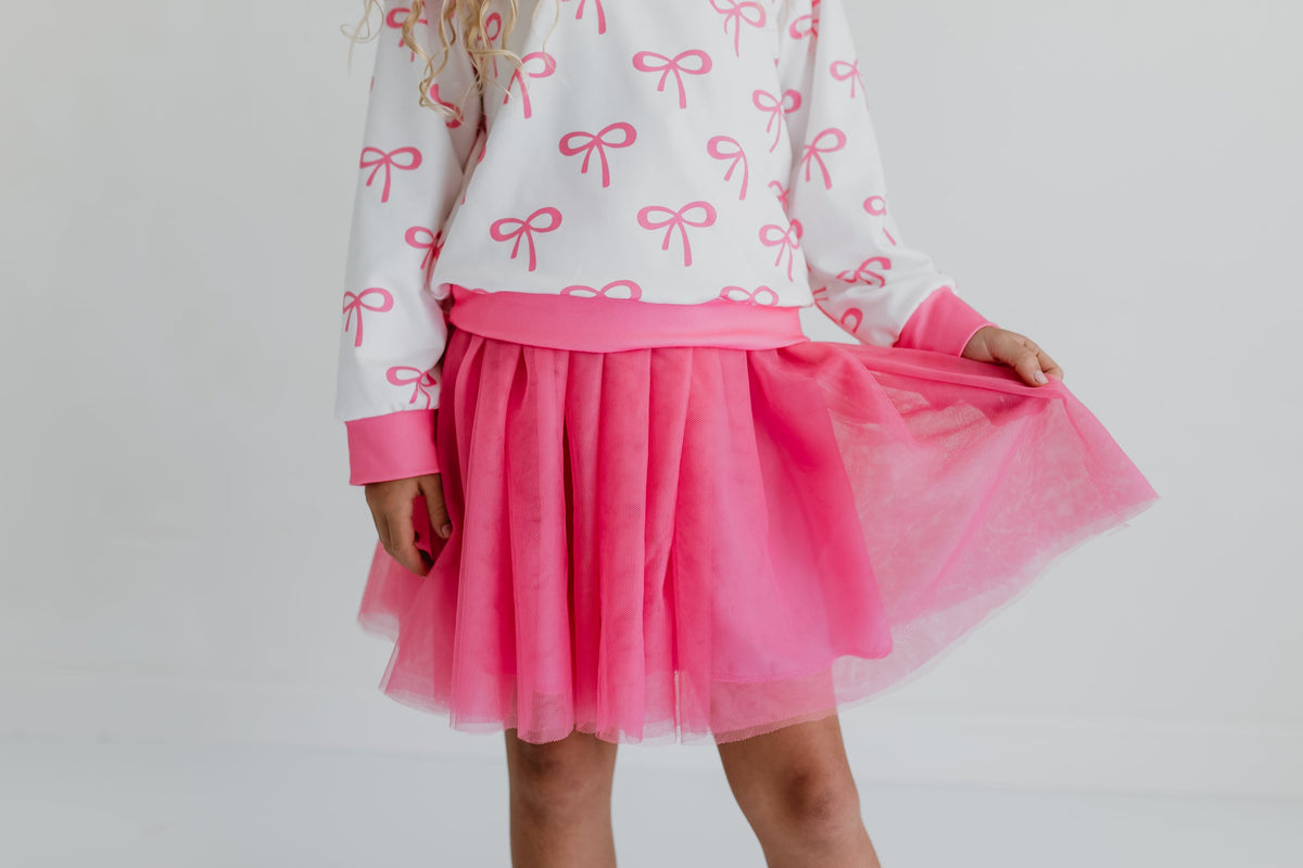 Hot Pink Bow Skirt Set