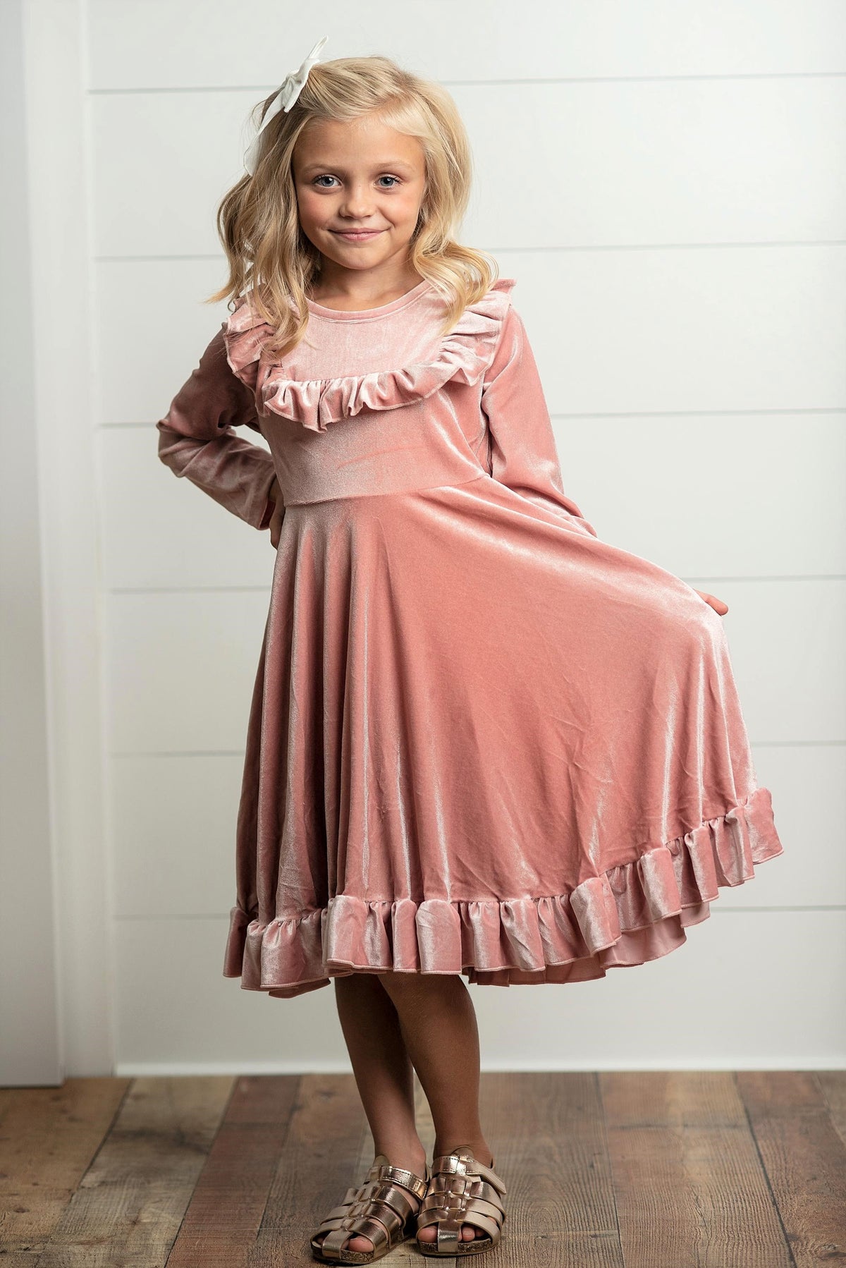Nova’s Pink Velvet Party Dress – Girls