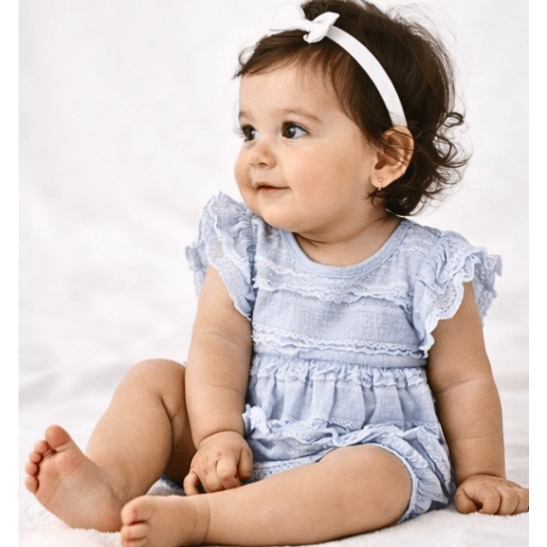 Nova's Blue Pearl Ruffle Bodysuit – Infant