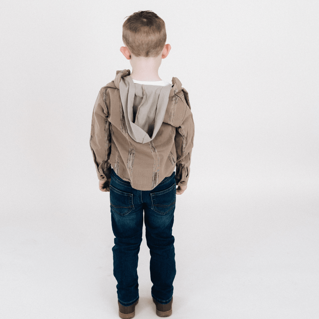 Nova's Rustic Charm Hooded Embroidered Shirt – Child