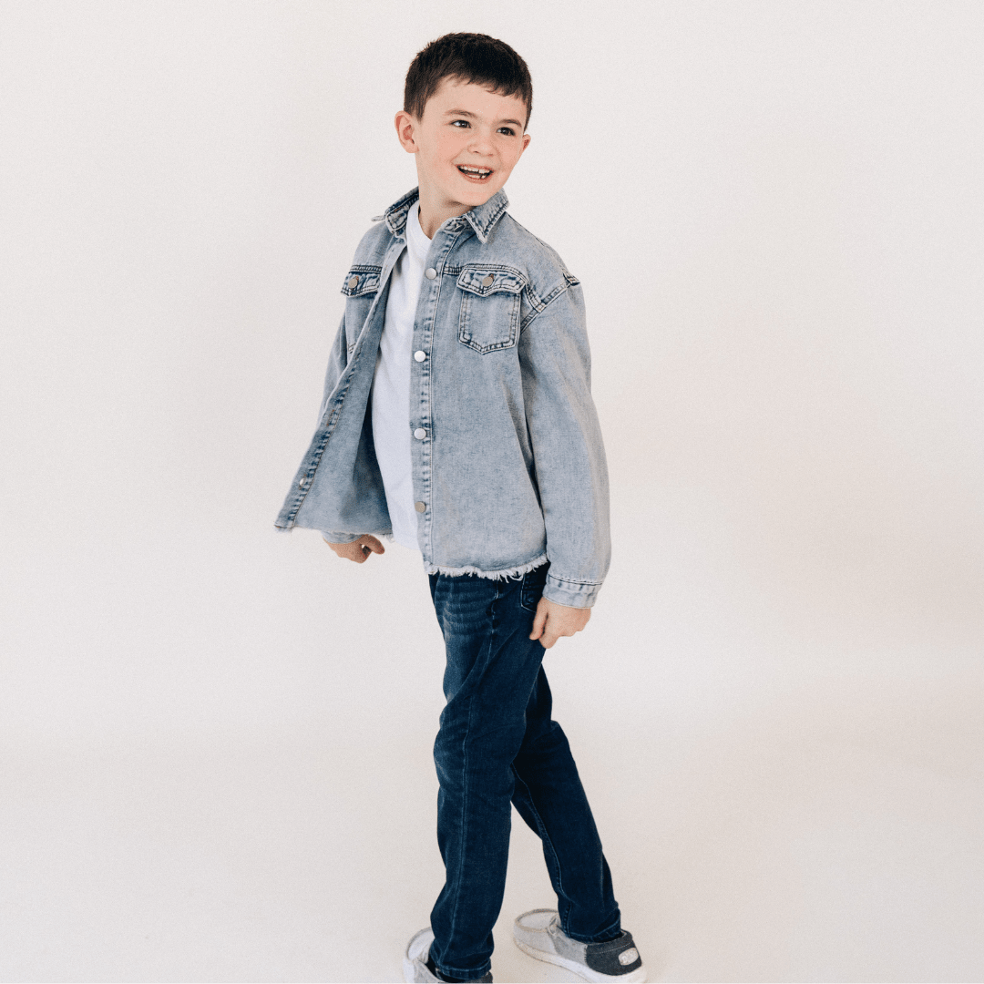 Nova's Blue Raw-Hem Denim Jacket – Child