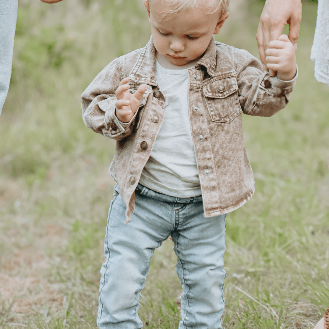Nova’s Rustic Edge Brown Denim Jacket – Infant