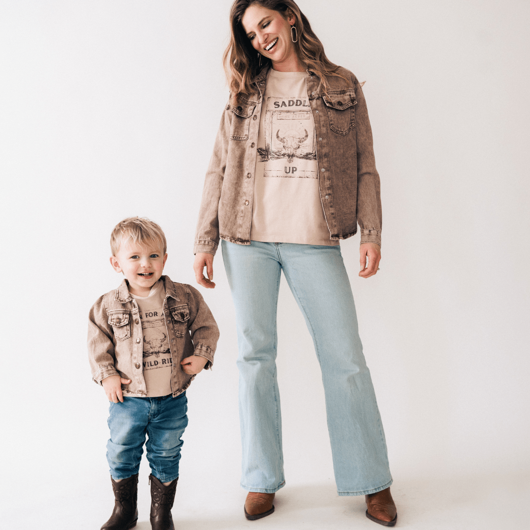 Nova’s Rustic Edge Brown Denim Jacket – Child