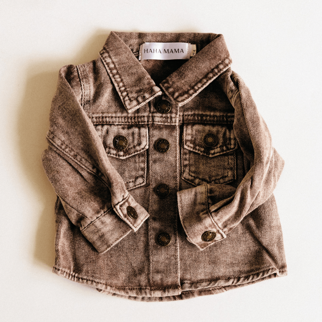 Nova’s Rustic Edge Brown Denim Jacket – Child