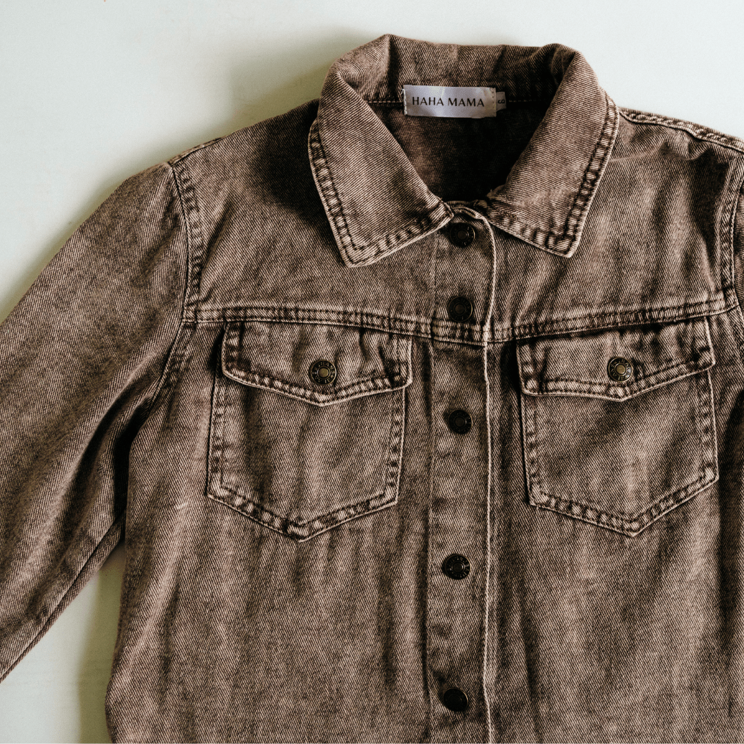 Nova’s Rustic Edge Brown Denim Jacket – Infant