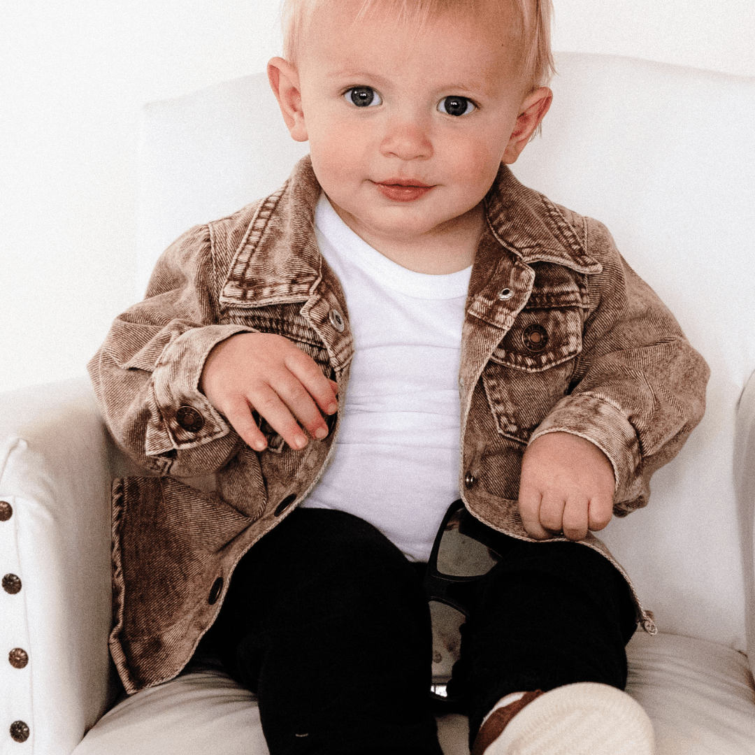 Nova’s Rustic Edge Brown Denim Jacket – Infant