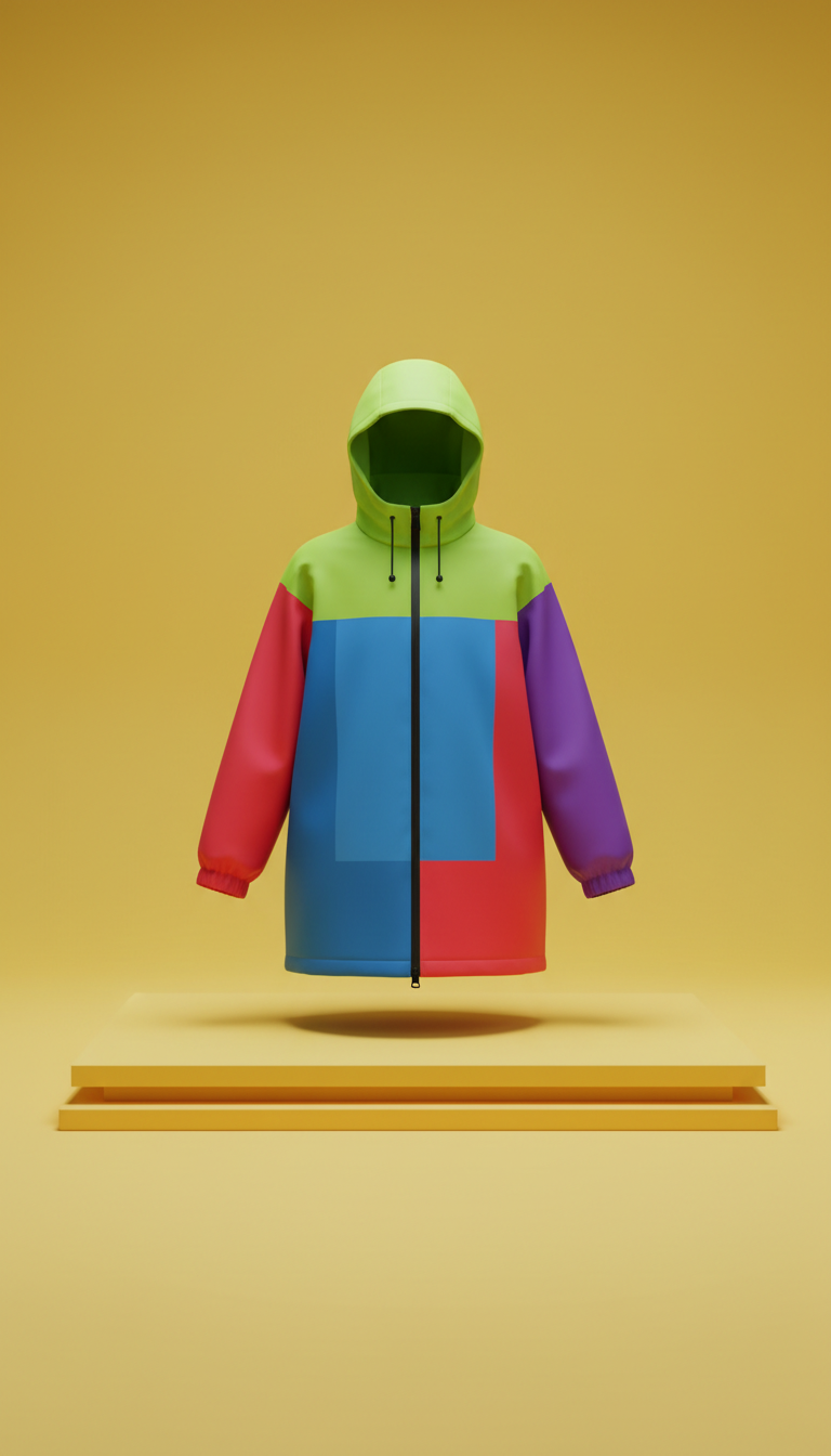 Color Pop Raincoat With Snap Hood