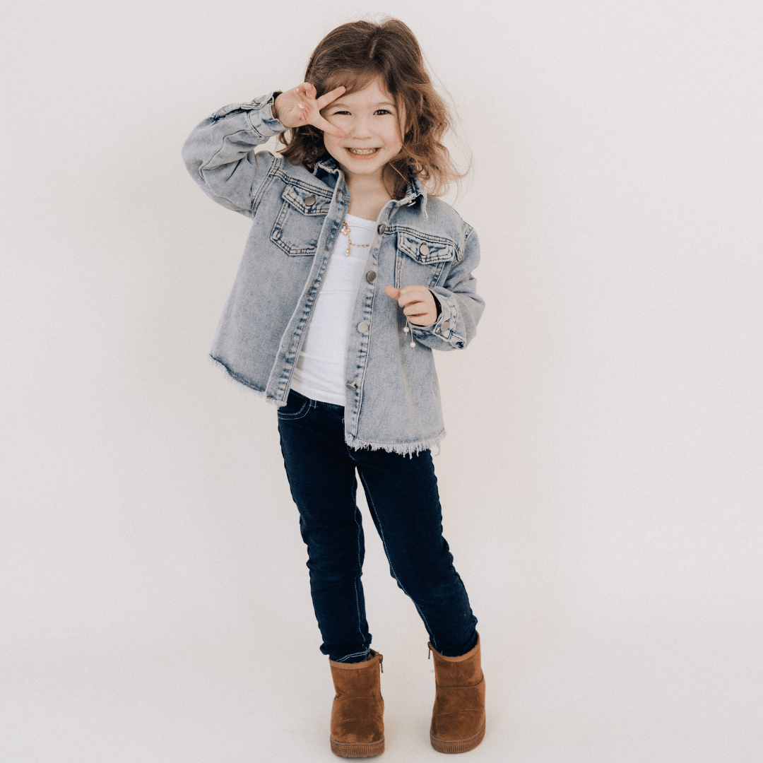 Nova's Blue Raw-Hem Denim Jacket – Child