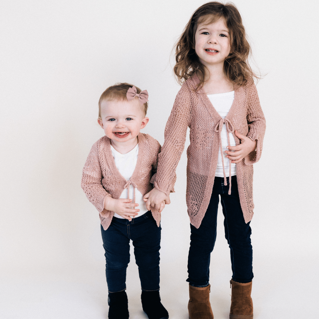Nova's Blush Bloom Crochet Bell-Sleeve Cardigan – Infant