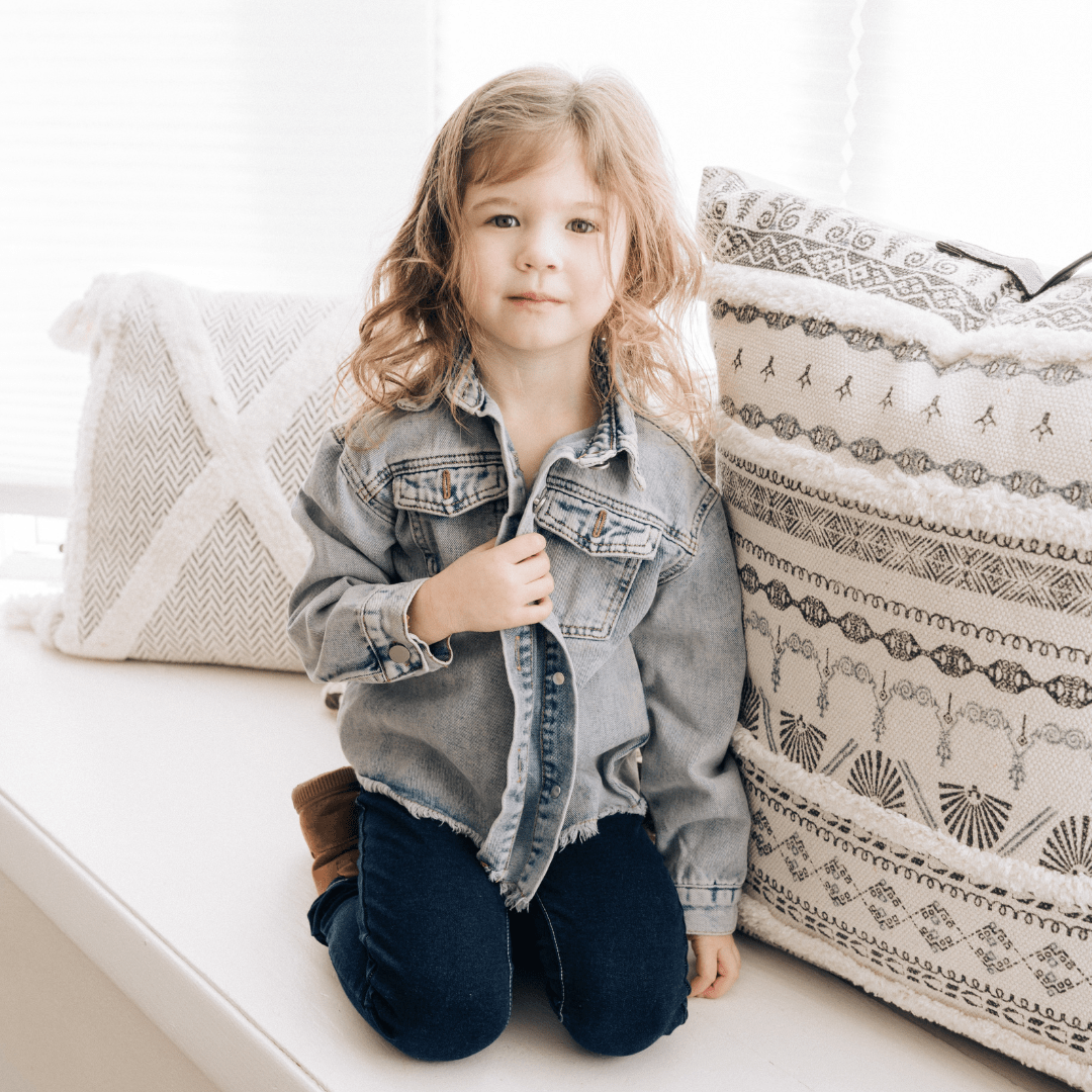 Nova's Blue Raw-Hem Denim Jacket – Child