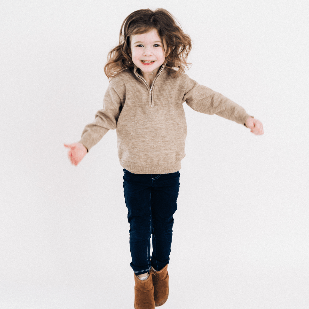 Nova's Sandstone Cozy Quarter-Zip Sweater – Child