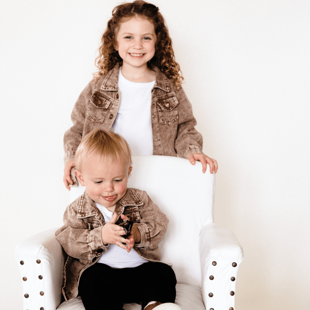 Nova’s Rustic Edge Brown Denim Jacket – Child