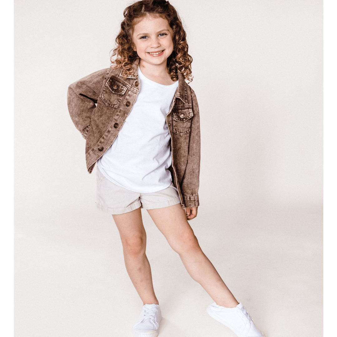 Nova’s Rustic Edge Brown Denim Jacket – Child