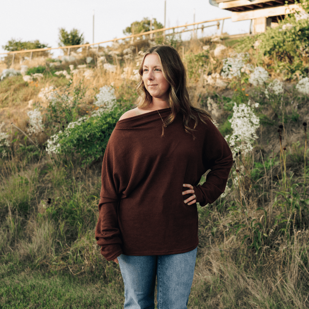 Nova's Cocoa Cozy Wide-Collar Knit Sweater – Women