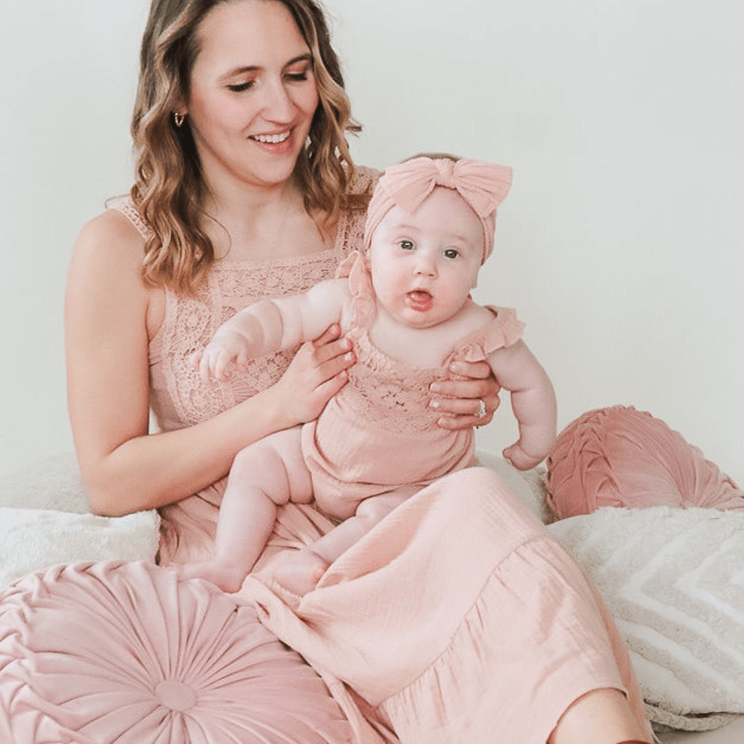 Nova's Blush Bloom Crochet Romper – Infant