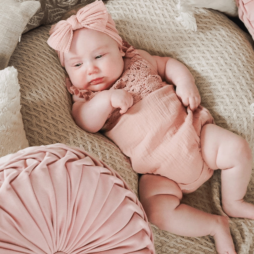 Nova's Blush Bloom Crochet Romper – Infant