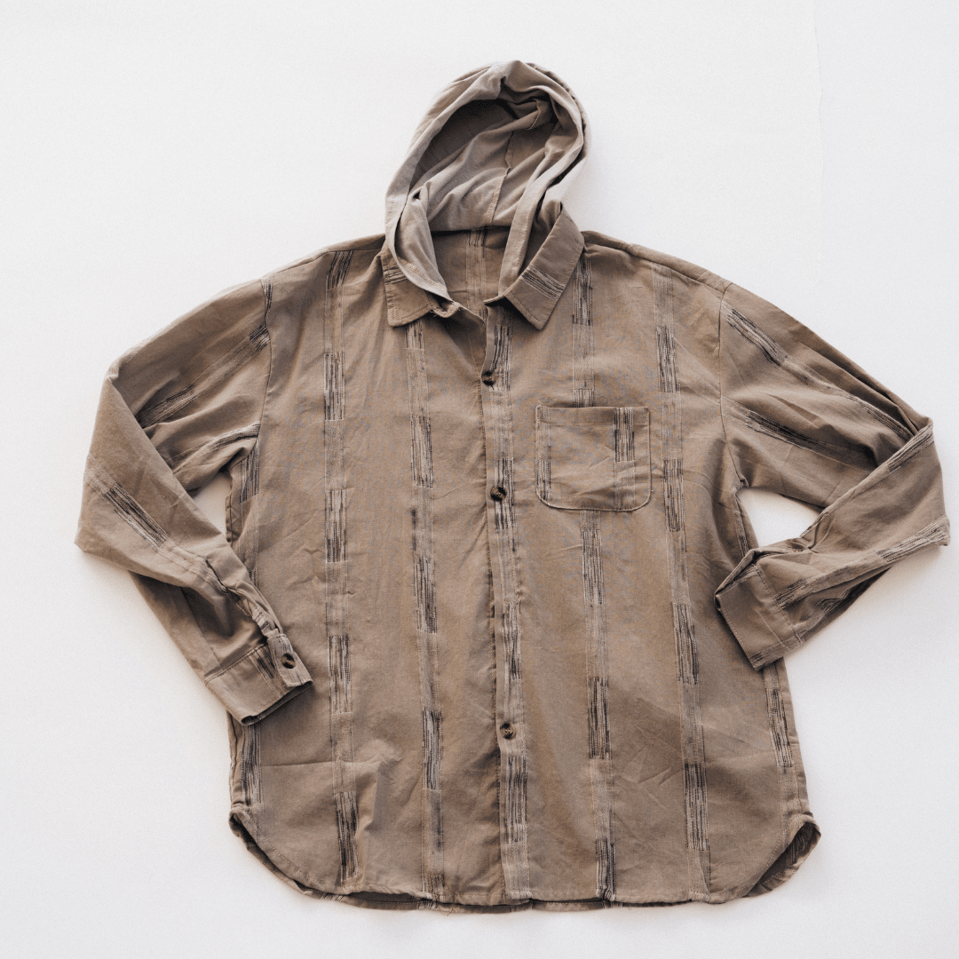 Nova's Rustic Charm Hooded Embroidered Shirt – Adult