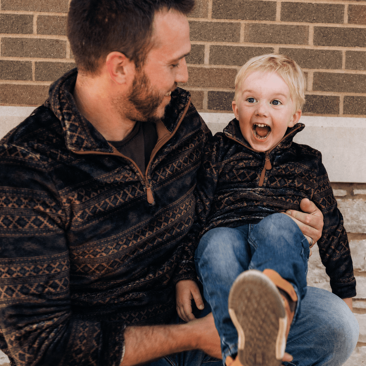 Aztec Printed Sherpa 1/4 Zip Pullover- Child