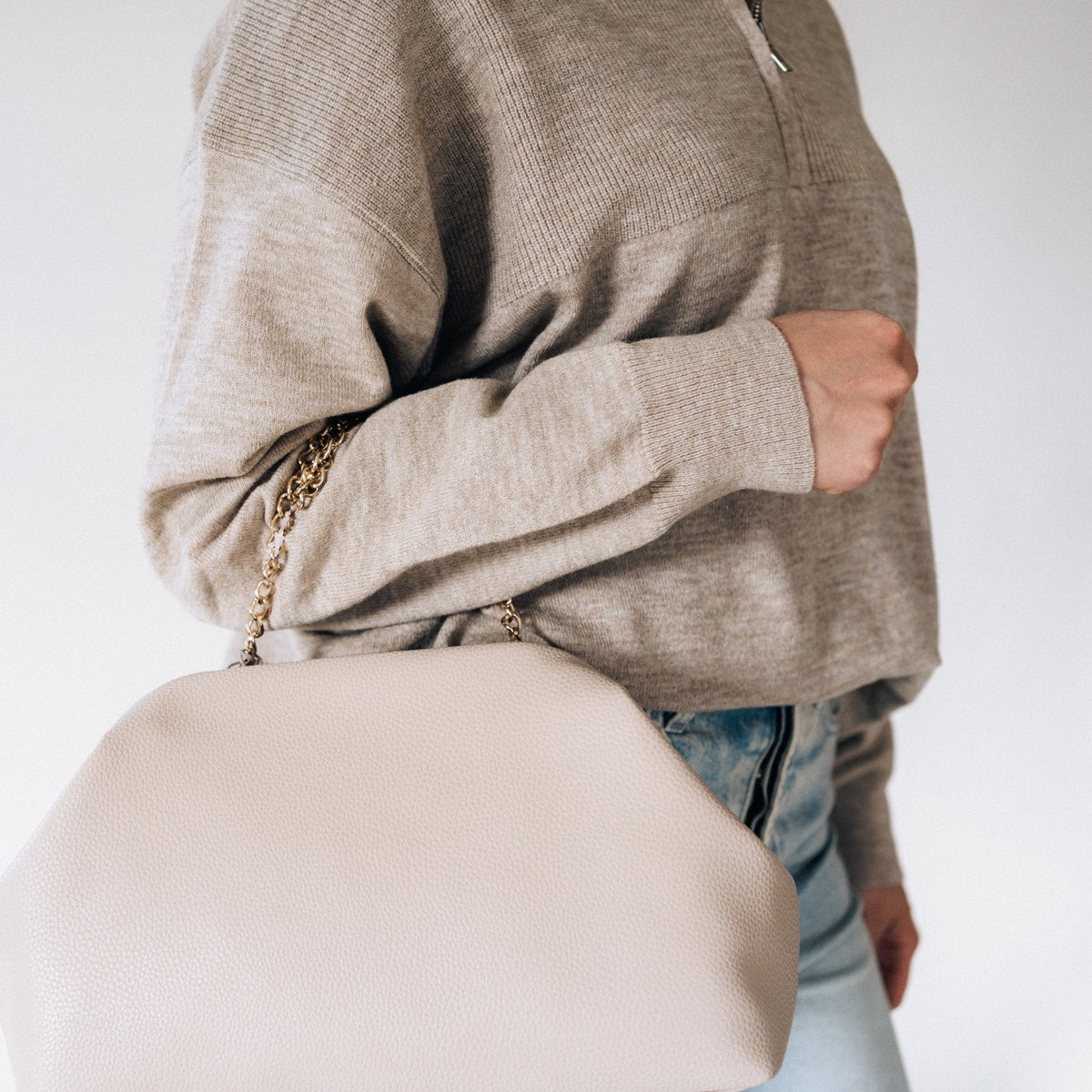 Nova's Sandstone Cozy Quarter-Zip Sweater – Women
