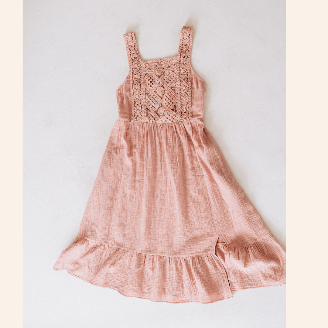 Nova's Blush Bloom Crochet Dress – Women ✨