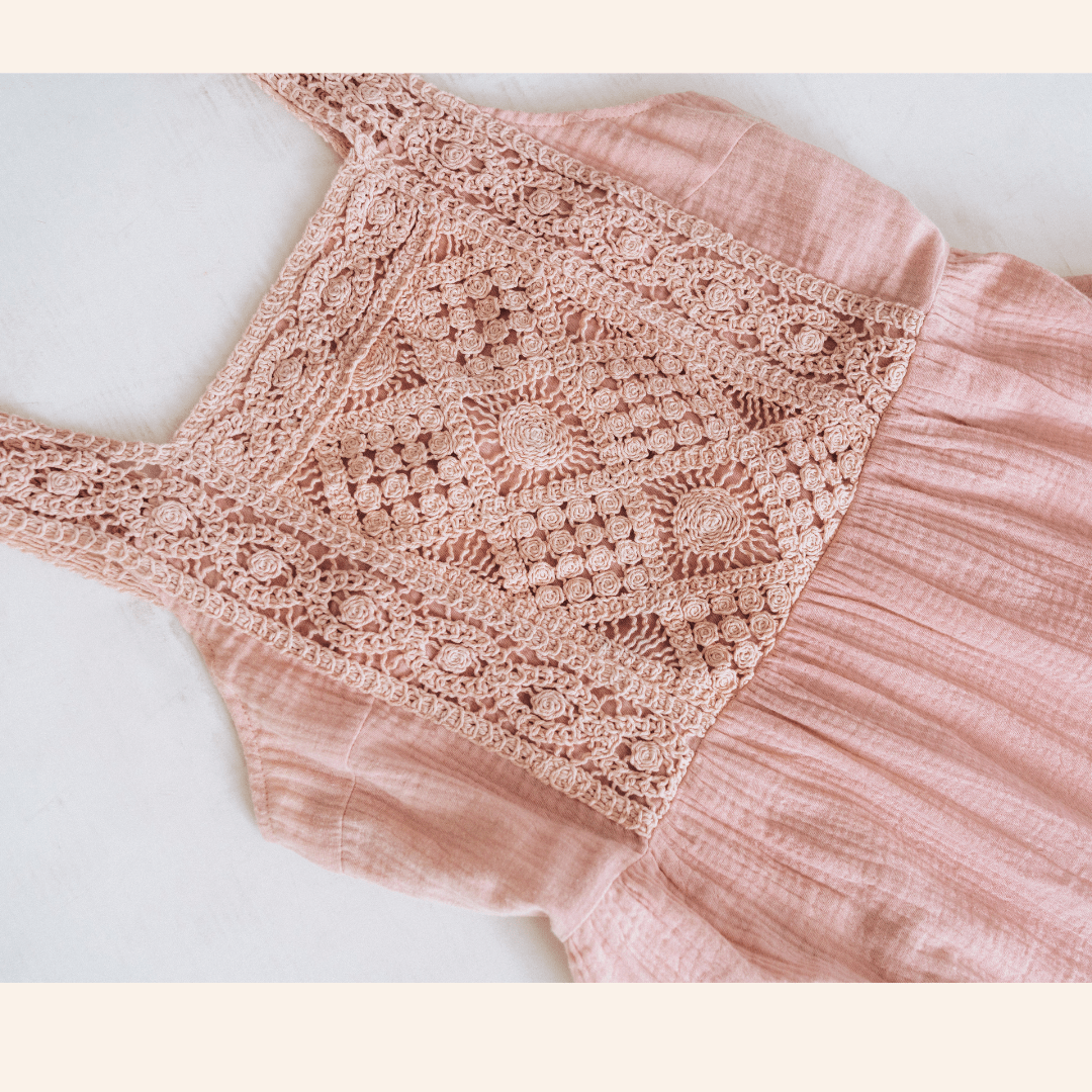 Nova's Blush Bloom Crochet Dress – Women ✨