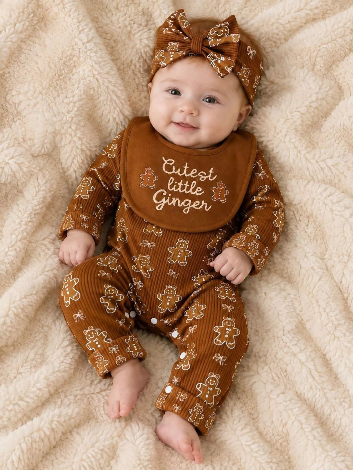 Nova’s Little Gingerbread Baby Jumpsuit Set