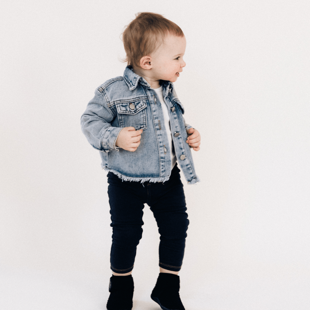 Nova's Blue Raw-Hem Denim Jacket – Infant