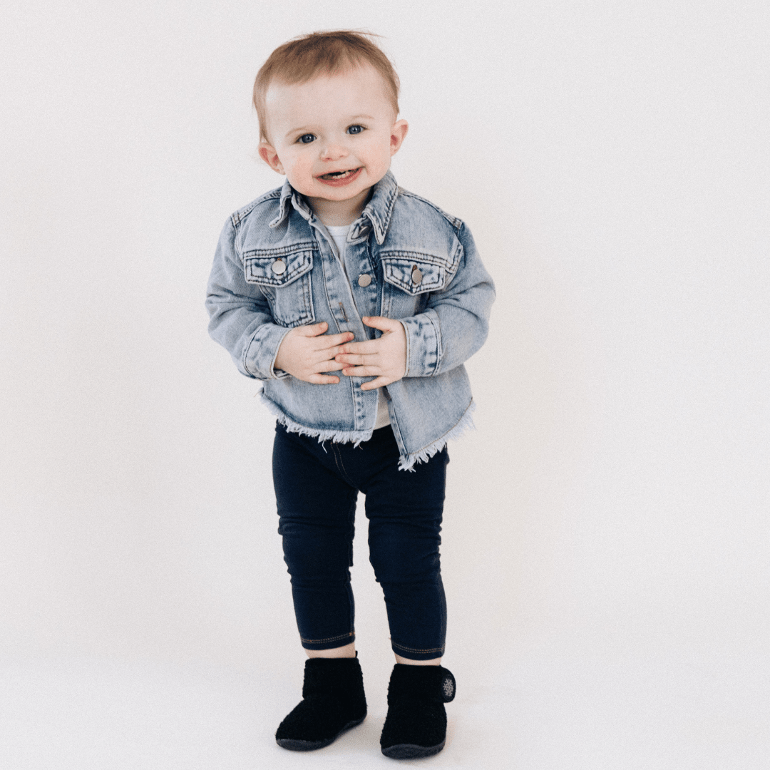 Nova's Blue Raw-Hem Denim Jacket – Infant