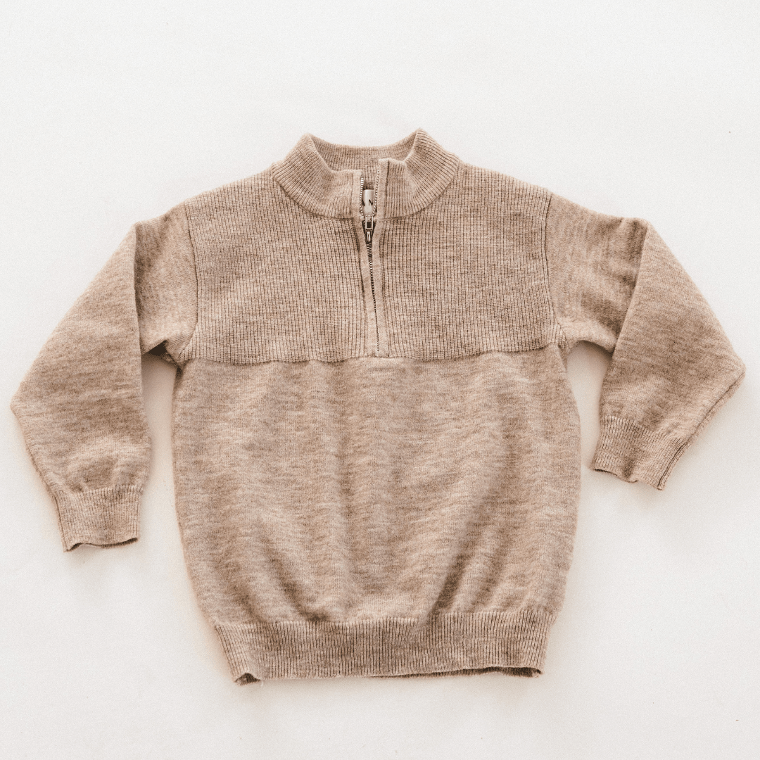 Nova's Sandstone Cozy Quarter-Zip Sweater – Child
