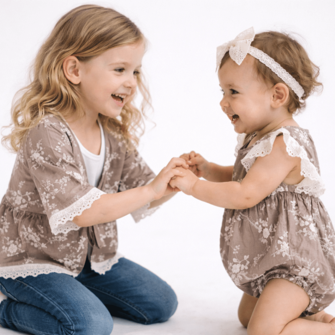 Embroidered Short Sleeve Floral Onesie- Infant