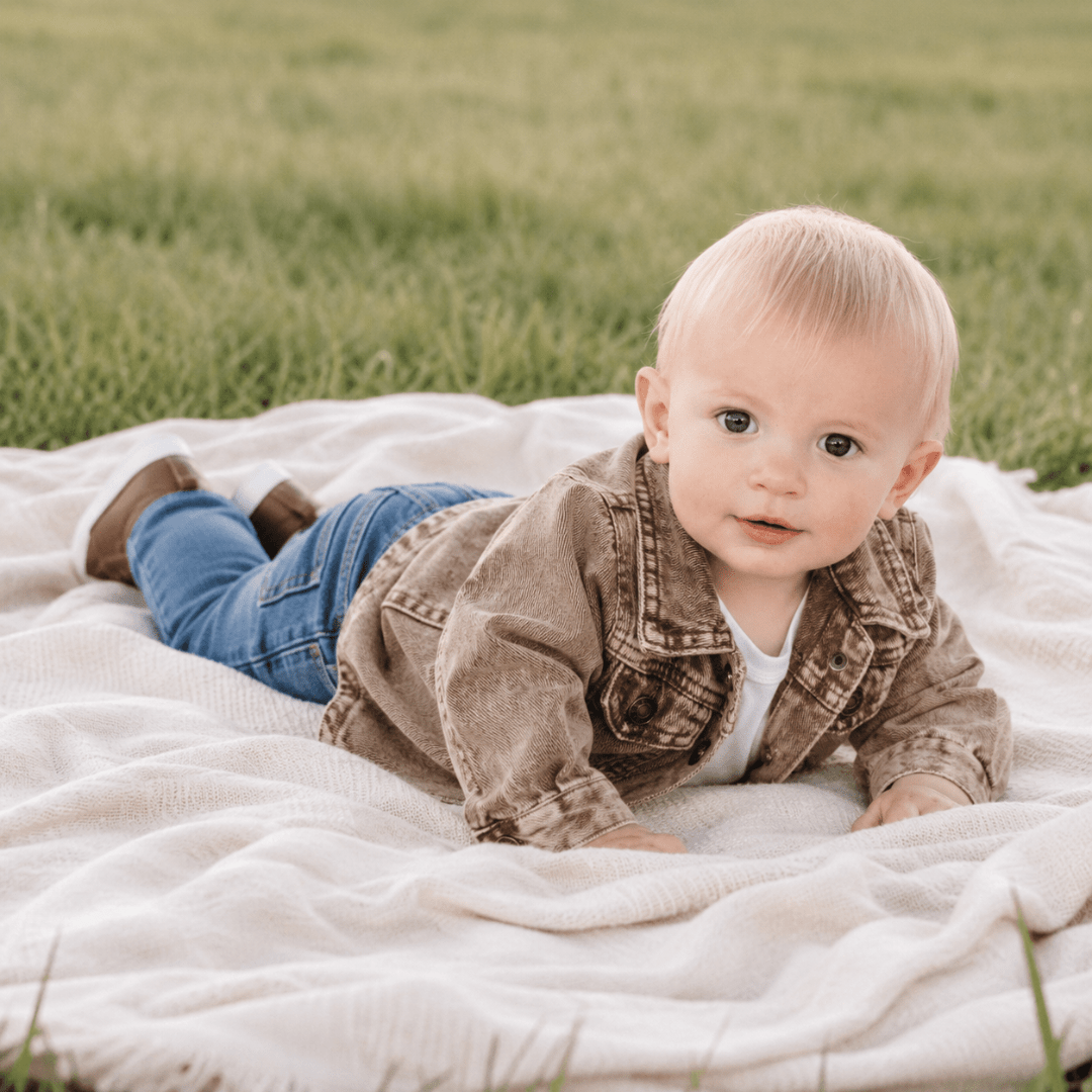 Nova’s Rustic Edge Brown Denim Jacket – Infant