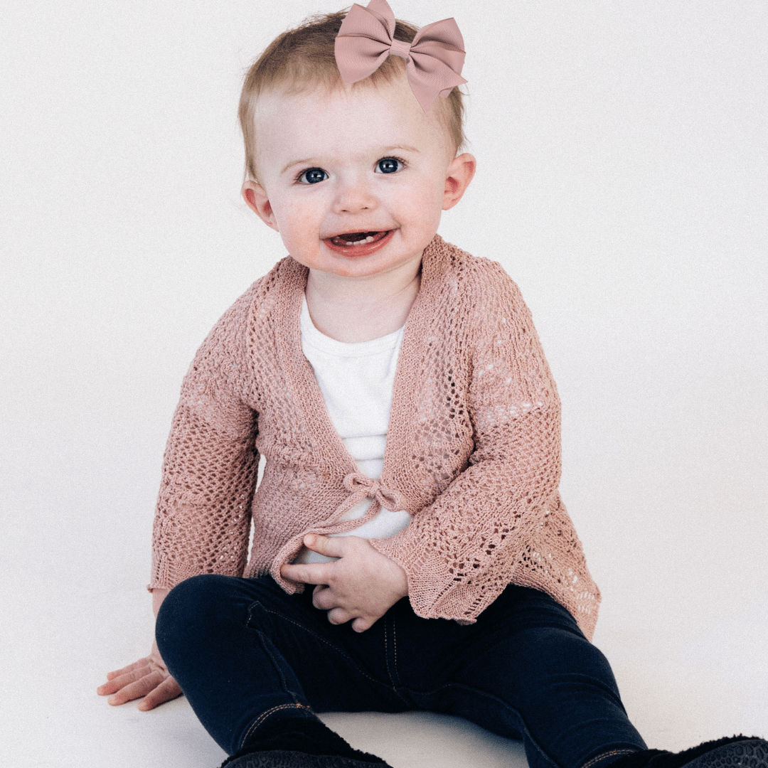 Nova's Blush Bloom Crochet Bell-Sleeve Cardigan – Infant