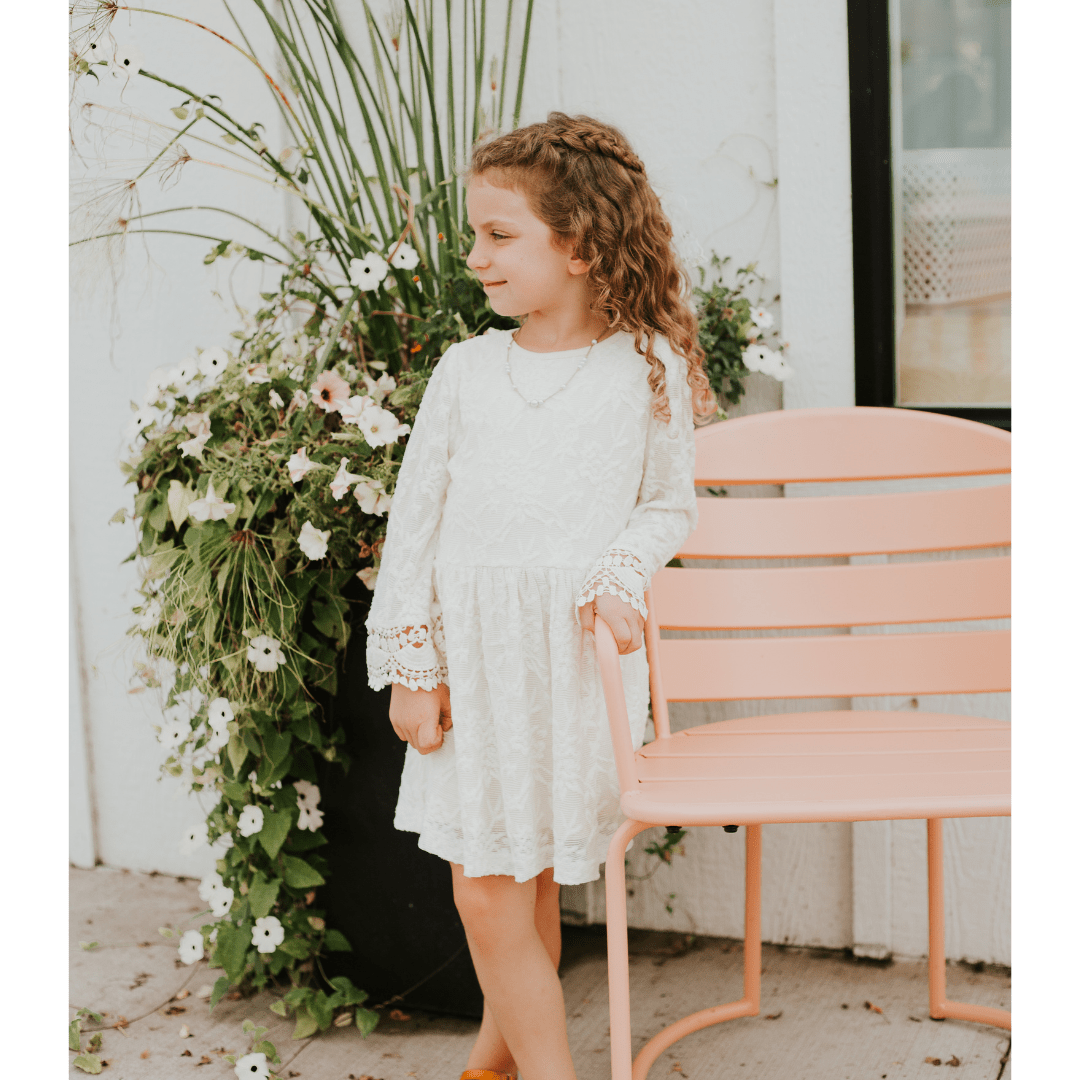 🤍 Nova's Ivory Garden Lace Mommy & Me Dress – Child ✨
