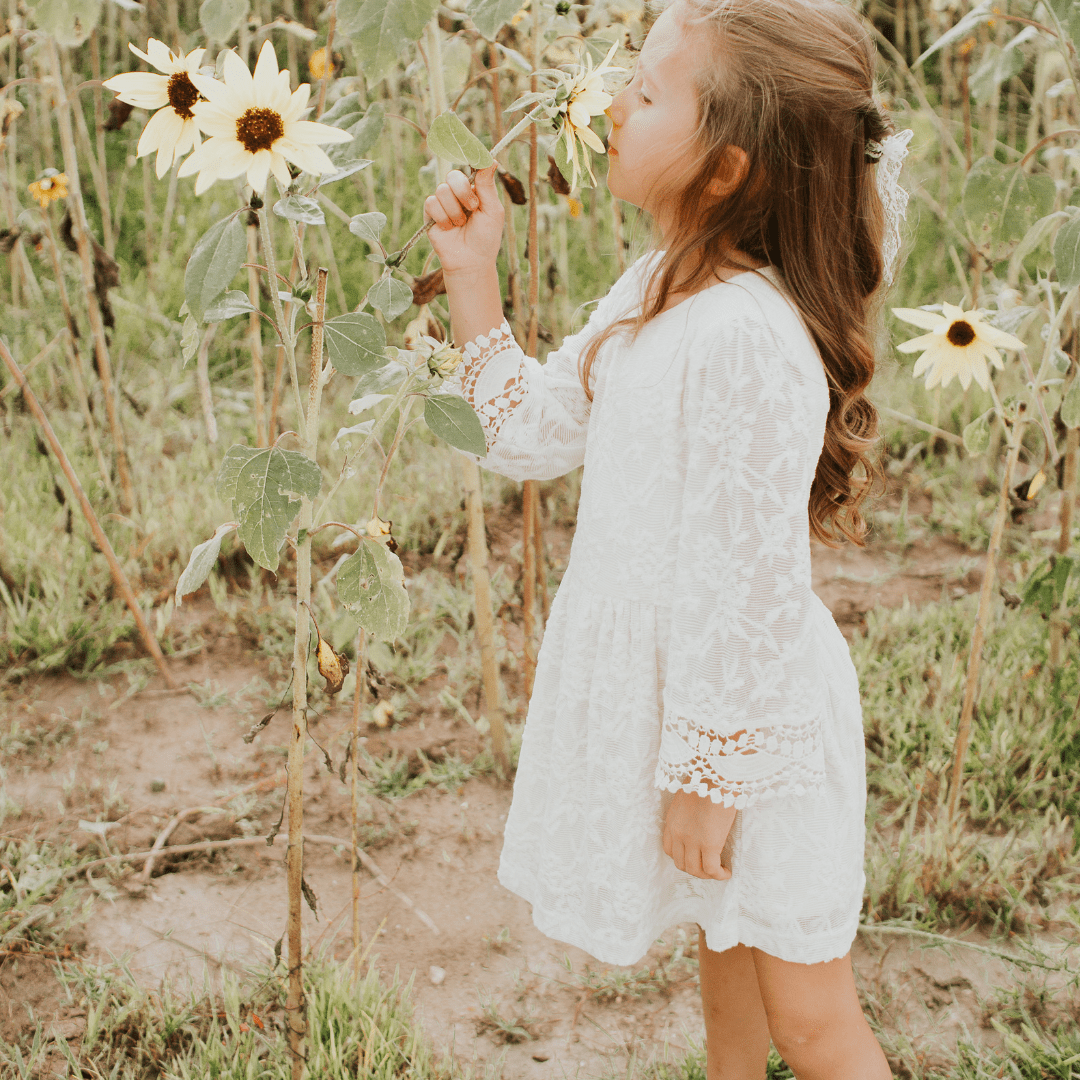 🤍 Nova's Ivory Garden Lace Mommy & Me Dress – Child ✨